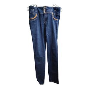 I&M Jeans USA Size 9 Dark Wash High-Rise Multi-Button Rhinestone Accent Jeans
